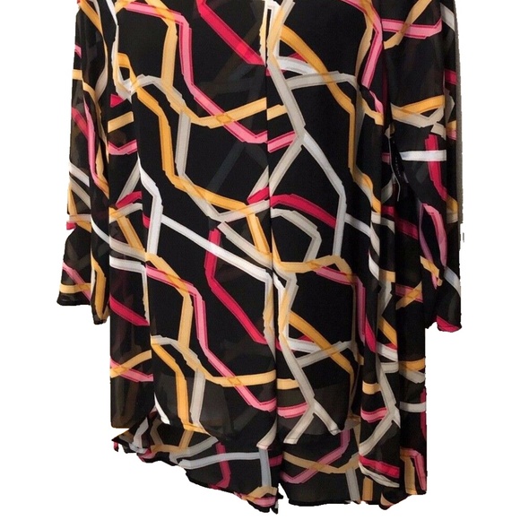 Alfani Women's Plus Size Black Comb Printed Overlay Tunic, Multi Ribbons, 0X/XL - Picture 5 of 15